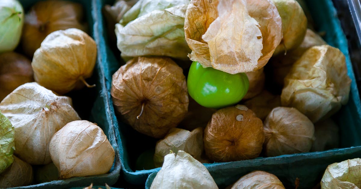 Substituting tomatillos - Dried Tomatillos on Blue Containers