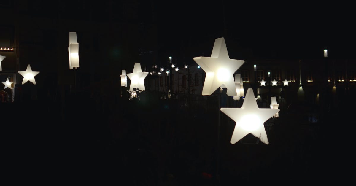 Substitution for idealmjöl - Decorative star shaped garlands hanging on street at night