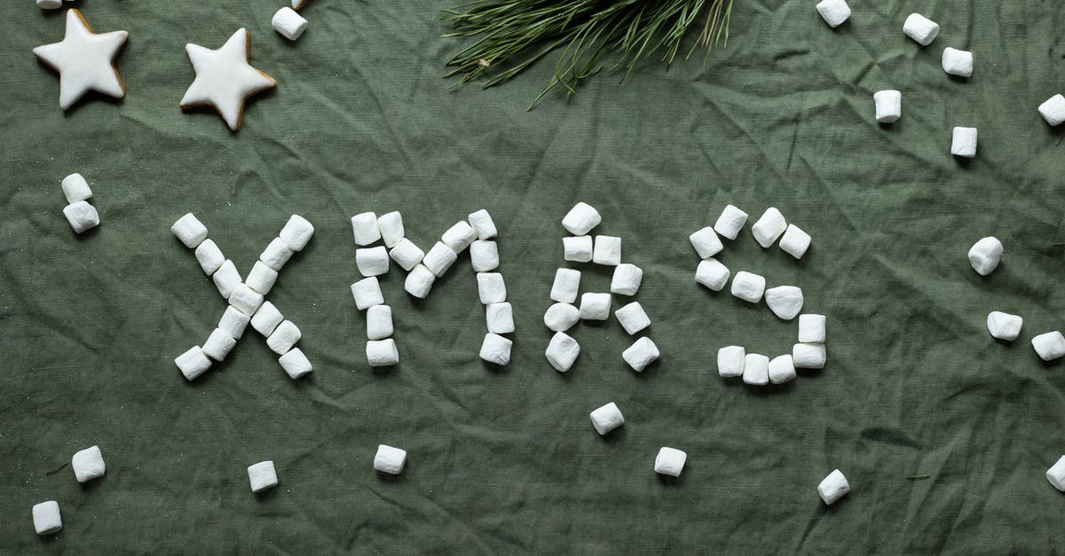 Sugar icing glaze became wet and lost its texture - Xmas inscription made of marshmallows during New Year holiday