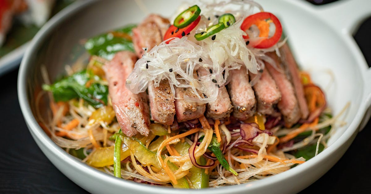 Suggested edible quantity/scaling of Habanero Pepper per pound of meat - Delicious steak salad with glass noodles