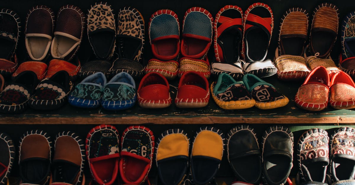 Super tiny bugs in store bought raspberries - Shelves with assorted small bright handmade Turkish boots for kids selling in small local workshop