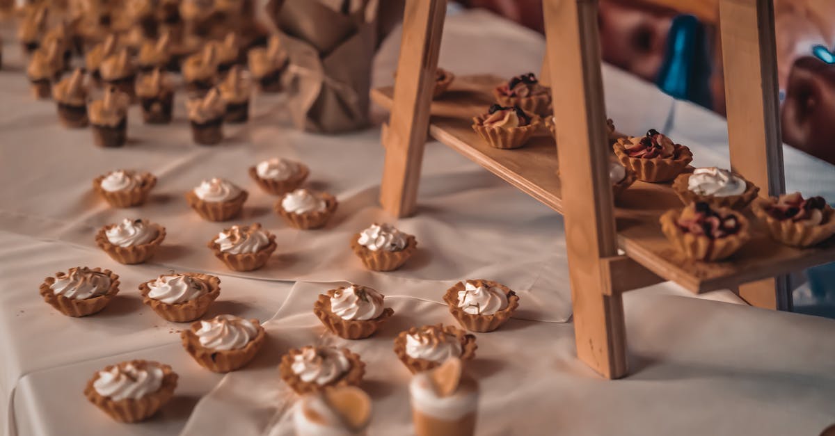 Technical reasons against chocolate-coated shortbread - From above assortment of shortbread tarts with cream on table with desserts for festive special event