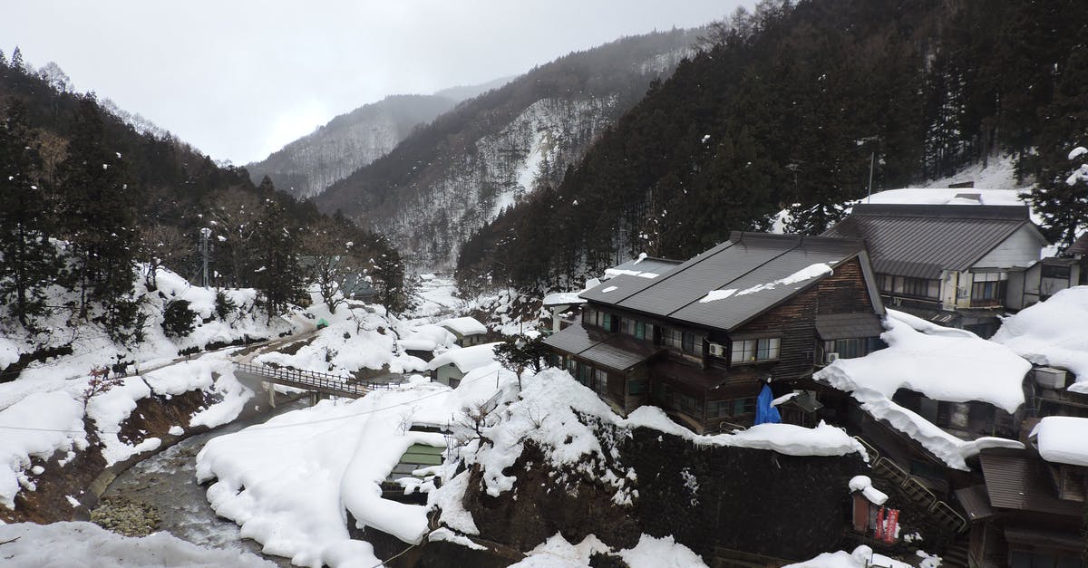 Temperature range for seasoning a carbon steel pan - Houses surrounded by mountains on winter day