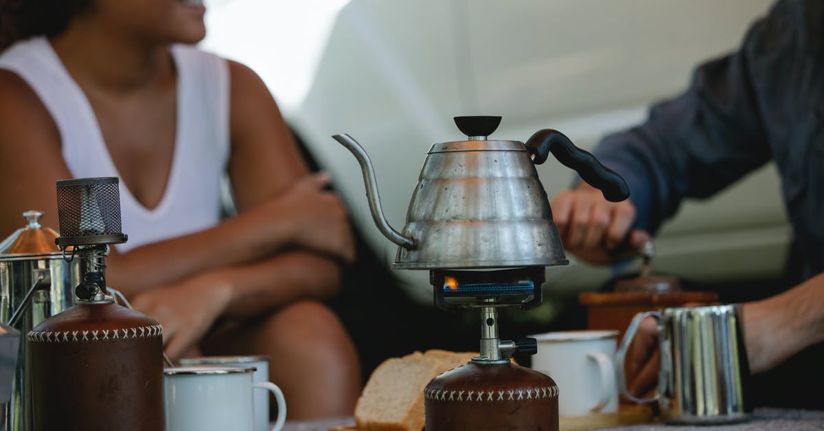 Time of cooking: induction stove vs gas stove - Crop friends preparing coffee and boiling kettle on gas stove