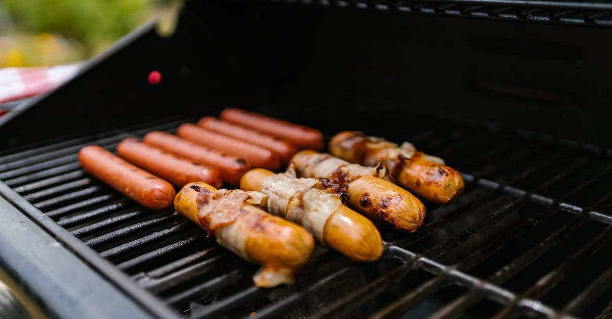 Tips for cooking something "bacon wrapped"? - Close-up Grilling Hotdogs in a Griller