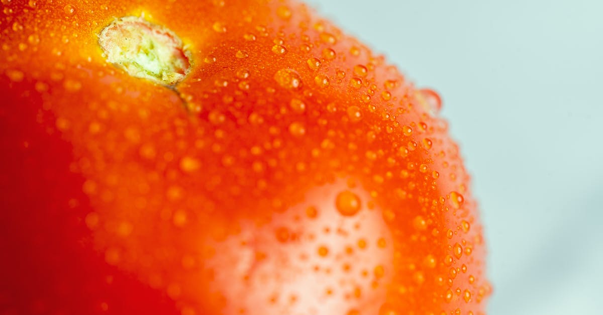 Tomato skin in roasted tomato soup? - Extreme Close-up Shot of a Tomato