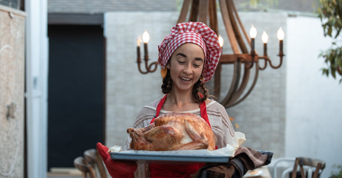 Tray to hold a big turkey - Woman with Chefs Hat Holding Tray with Roasted Turkey