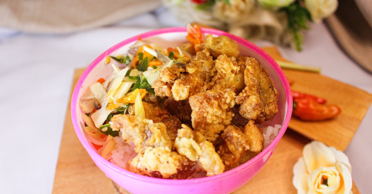 UK Pork roast: why can't I make crisp crackling? - Fried Meat on White Rice in a Pink Bowl