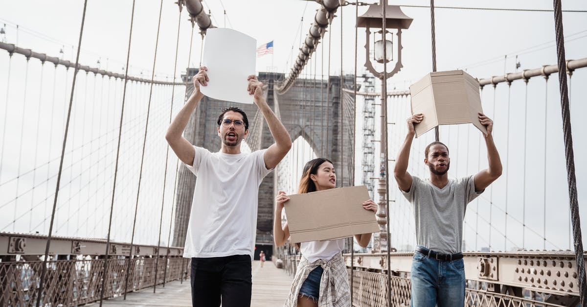 USA analogue of EU Gastronorm standard - Protesters at the Brooklyn Bridge