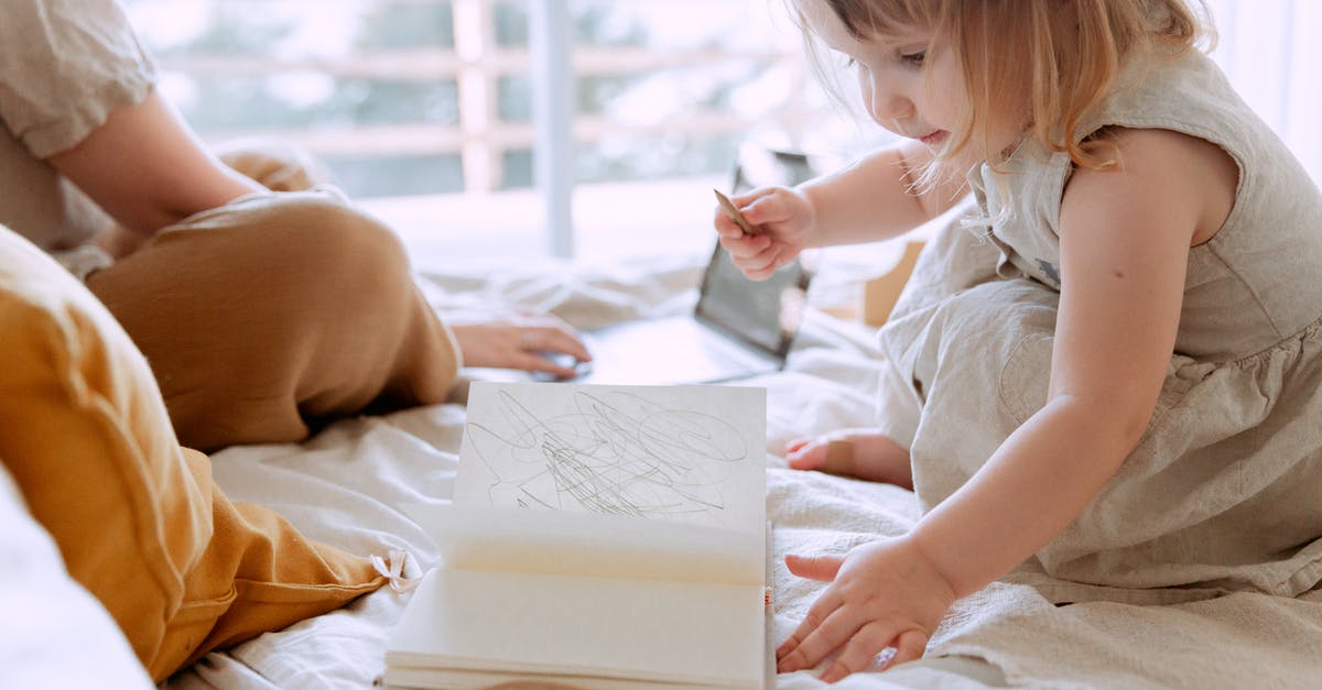 using a square tin in a small oven - Daughter in dress drawing in notebook while mother working on laptop in bedroom