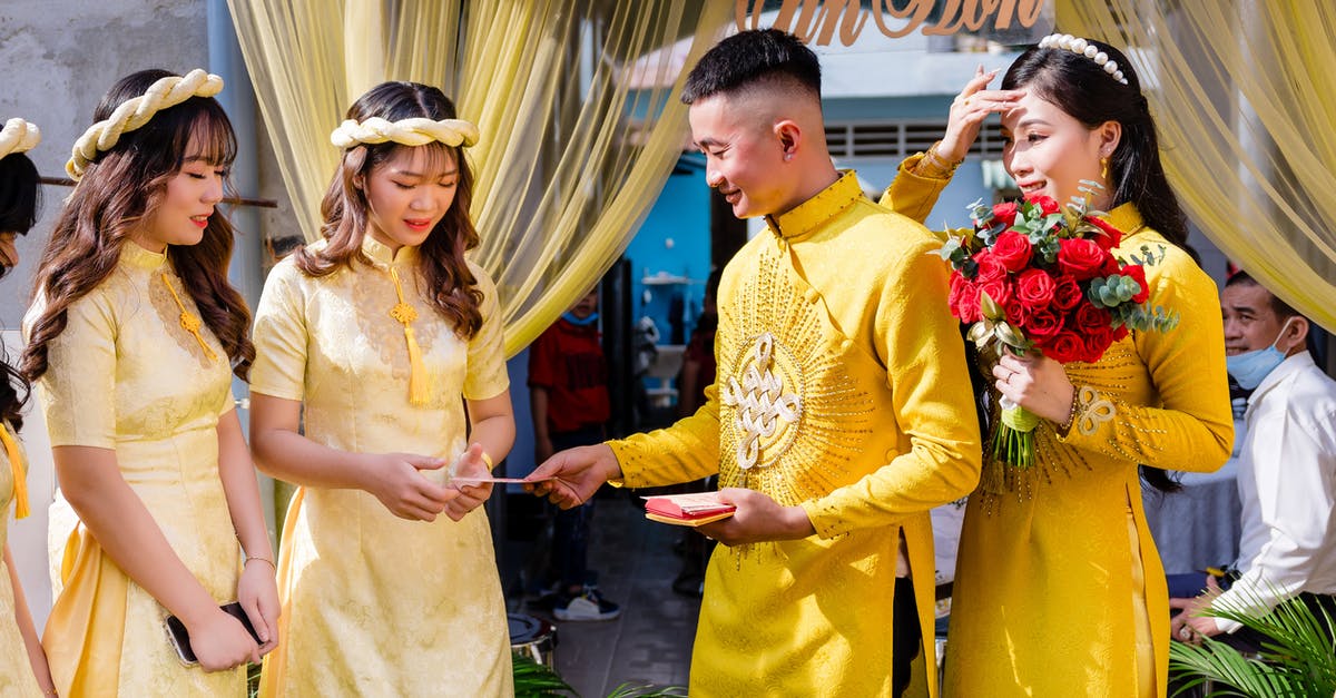 Vietnamese Sandwiches - Spread Identification? - Couple in Yellow Ao Dai on Their Wedding Day