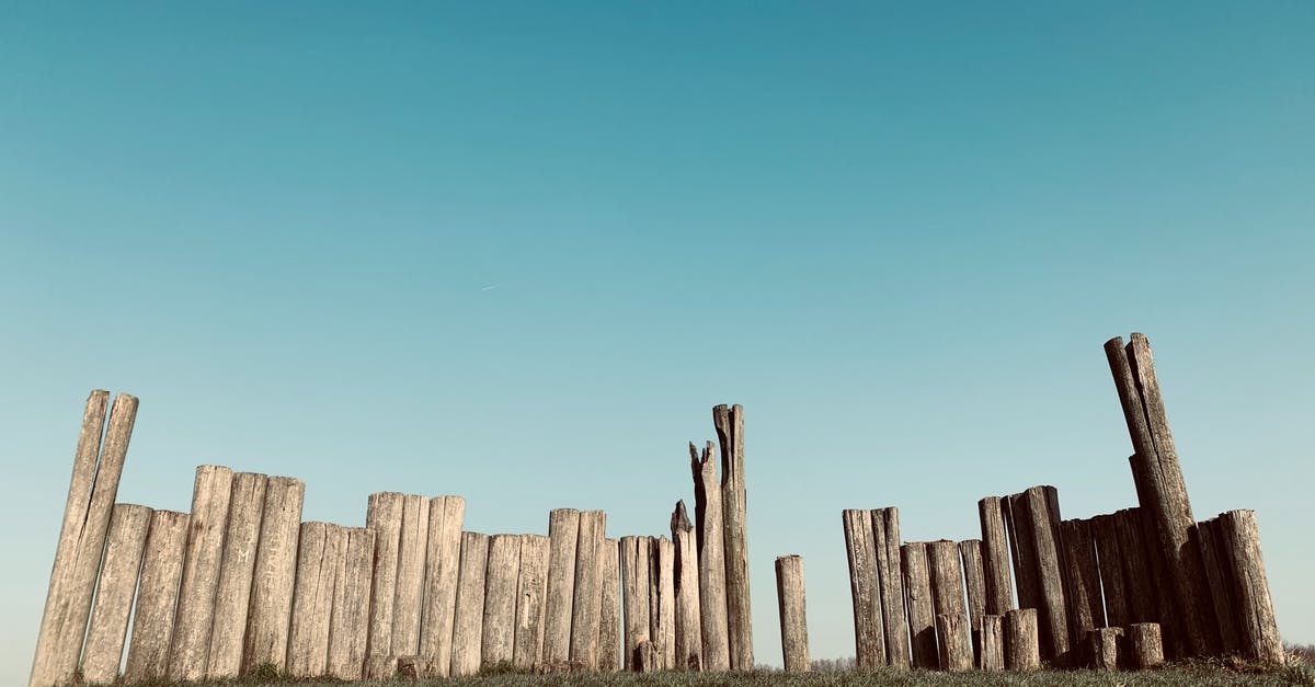 Was honey in ancient times different than now? - Natural wooden fence of rounded tree trunks with shabby surface and cracks on grass meadow under cloudless sky in daylight in countryside