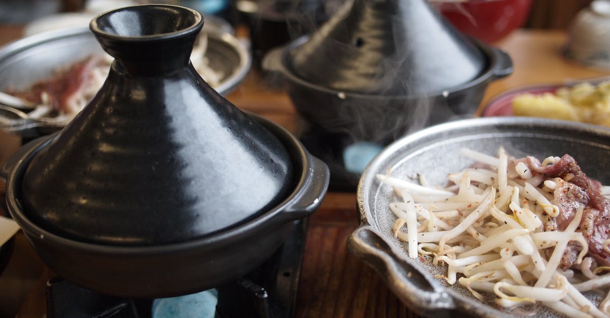 Water repellent-like residue on pot when cooking vegetables - Bean Sprouts on Stone Plate