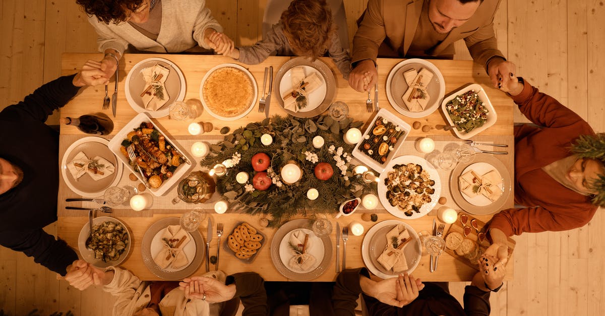 What's the 'opposite' of mise en place? - Top View of a Family Praying Before Christmas Dinner