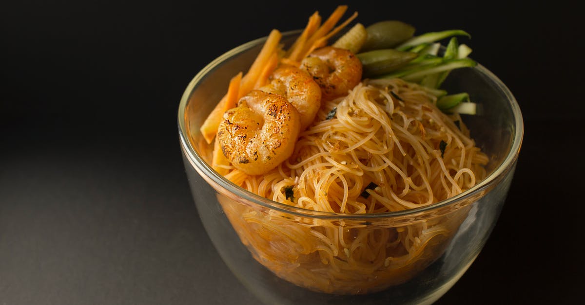 What's the best way to reheat grilled shrimp - Pasta Dish in Clear Glass Bowl