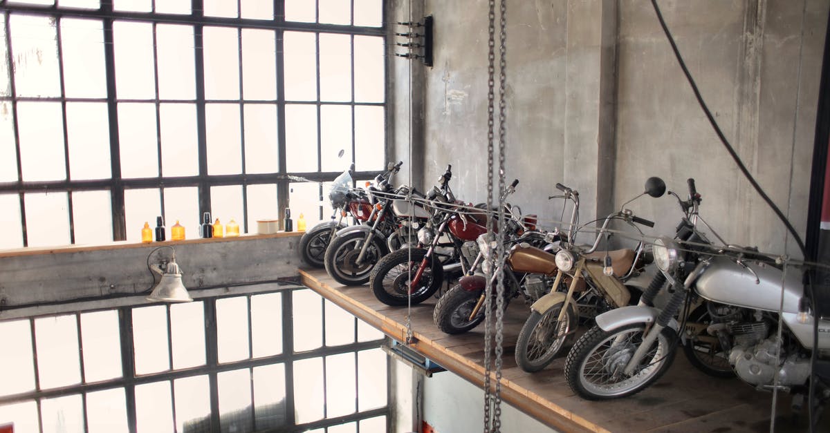 What are some pros/cons of restarting a bread machine mid-cycle? - Retro motorbikes parked in row on special platform in garage