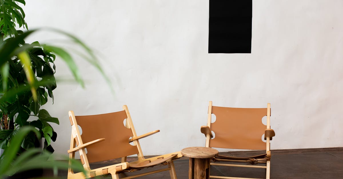 What are these dark green spots inside raw eggs? - Black blank paper on wall near potted plant with green foliage in light room with wooden armchairs in modern studio