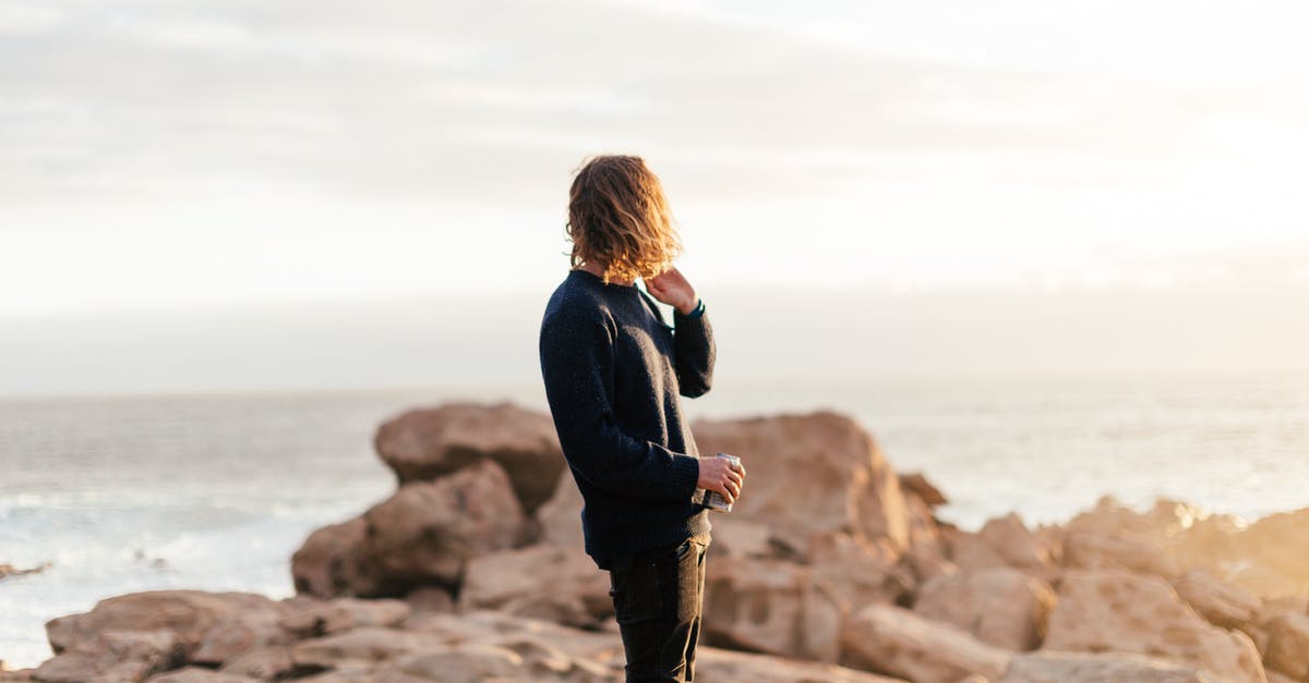 What can I use instead of paddle attachment for a stand mixer? - Side view of anonymous male traveler with can of beverage admiring ocean from rough rocks under shiny sky in evening