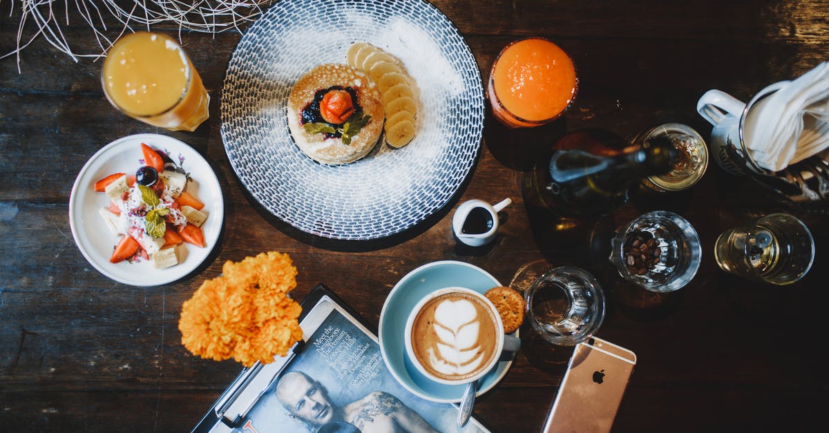 What happens if you cook pureed pancakes? - Breakfast consisted of pancakes salad juice and cappuccino