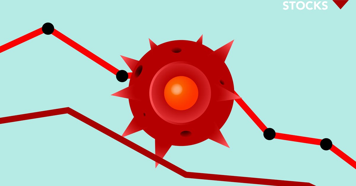 What happens when you reduce stock all the way? - Vector image of red Covid virus against decreasing line graph on blue background