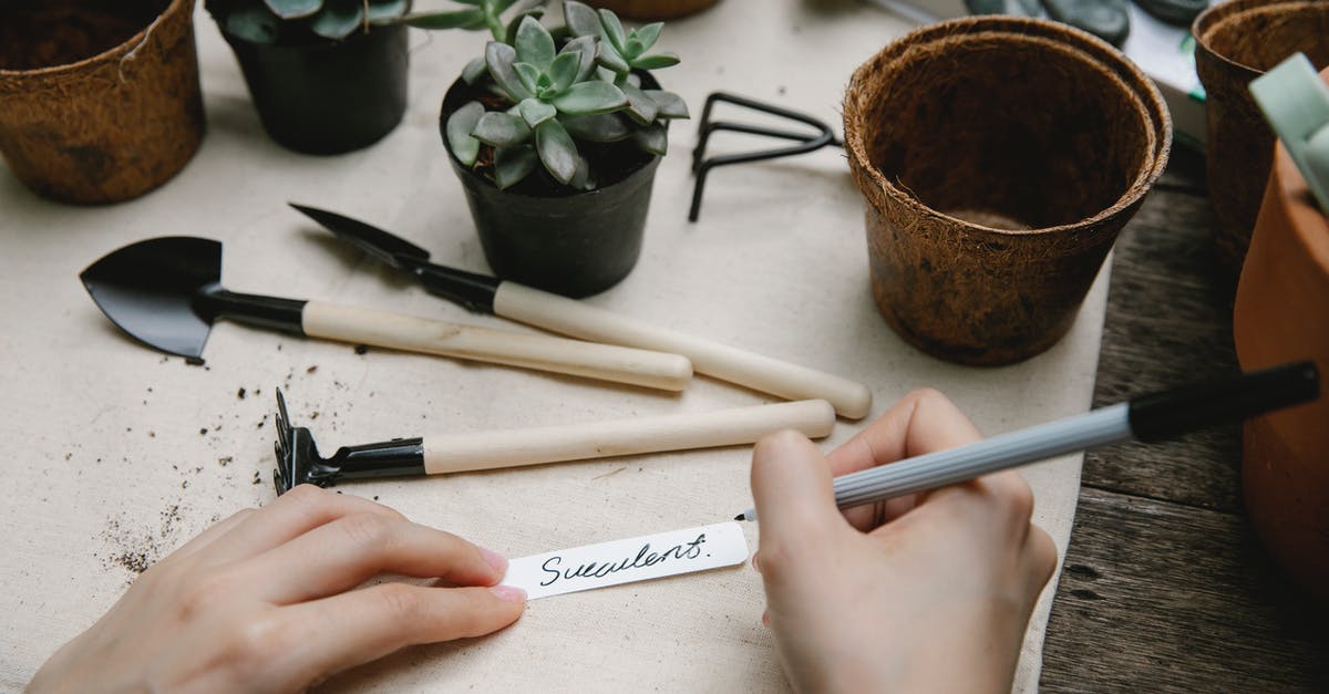 What is that tool called for scraping vegetables? - Gardener preparing tag for potted plant