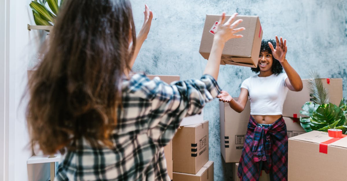 What is the best method of storage for condiments? - Woman Throwing Moving Box to Friend