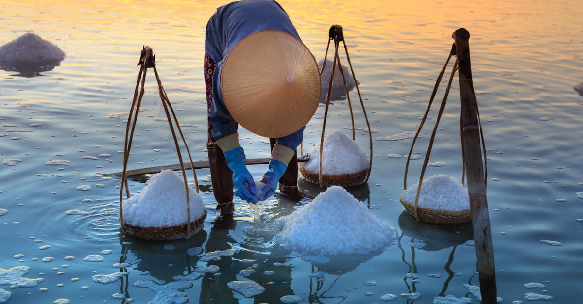 What is the difference between kosher salt and unprocessed sea salt? - Person Collecting Salt on Body of Water