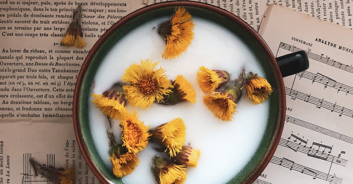 What is the difference between milk (simple) and milk drink? - Cup of milk with dandelions on papers