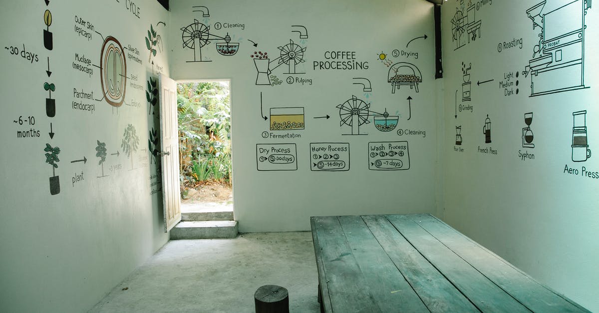 What is the shelf life of unground coffee beans? - House with colorful illustrations on walls showing coffee life circle and production process