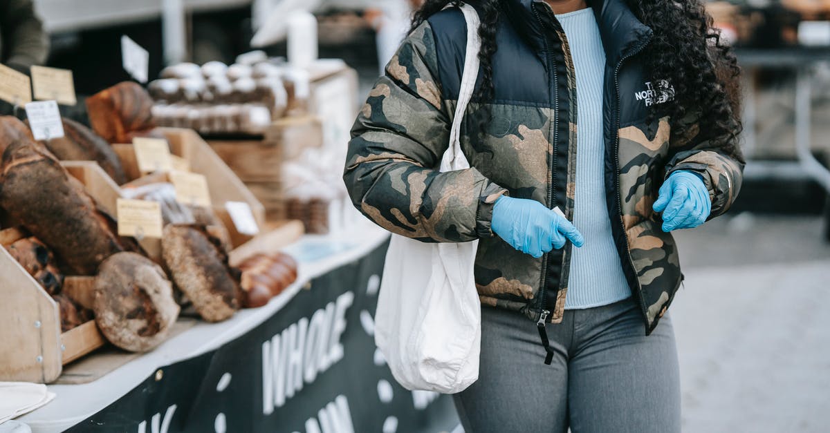 What would happen with food stored in a sterile environment? - Black woman in mask walking by street bakery