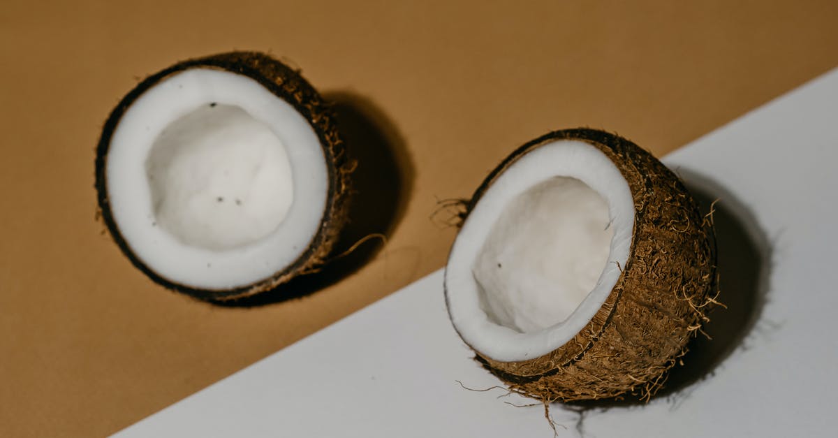 When getting coconut milk out of a coconut what type of drill bit should I use? - Copra Inside a Coconut Shell