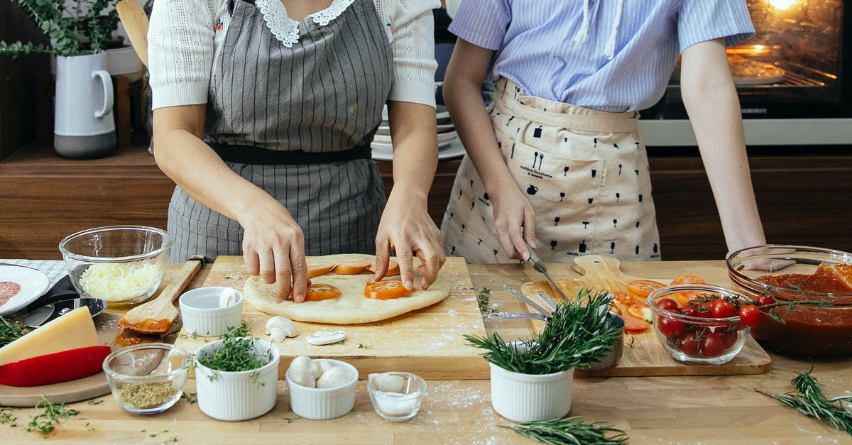 Which one of the five mother sauces is Sauce Messine derived from? - Crop women cooking pizza together