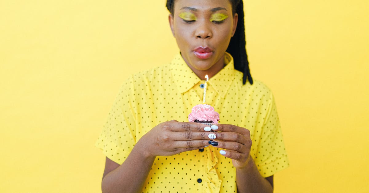 Which part of yellow cake batter gives it the yellow cake flavor? - A Woman in Yellow Polka Dot Blouse Blowing the Lighted Candle on Top of a Cupcake