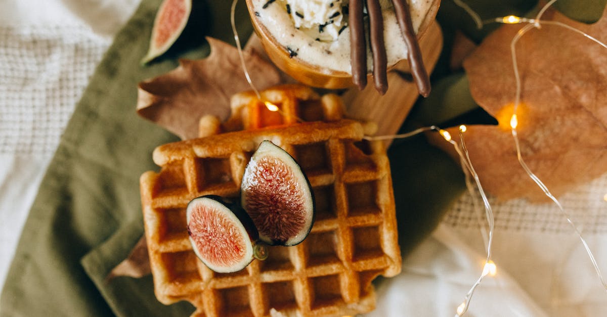 White wine vinegar in sweet and sour sauce - Waffle With White Cream and Chocolate Syrup