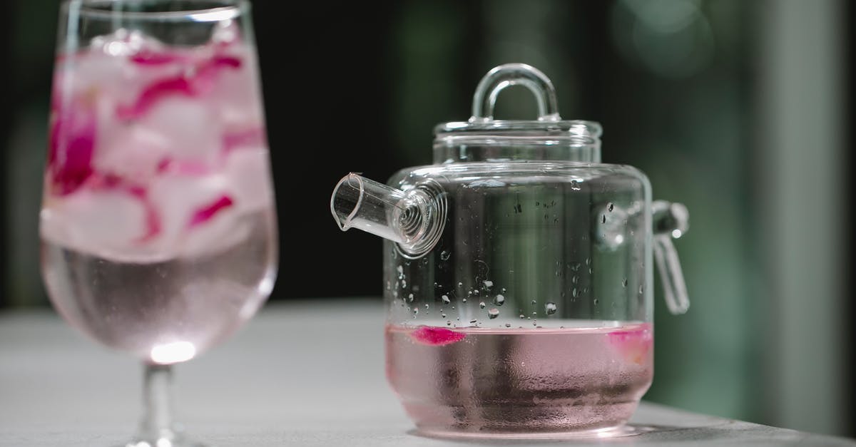 Why clean a pot (used to cook rice) with cold water? - Glass and pot with cold water with rose petals