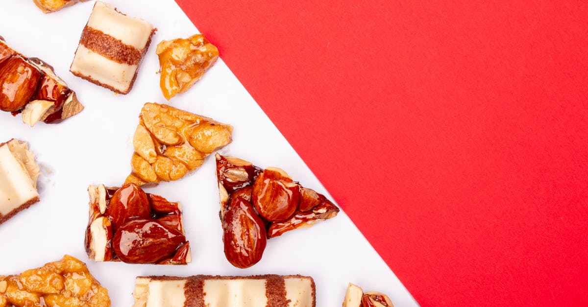 Why did my almonds burn instead of caramelizing? - Assorted Nuts and Kinder Finger on White and Red Surface