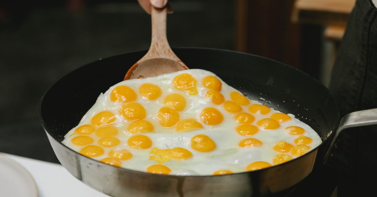 Why does my food turn out poorly using an All-Clad Stainless-Steel Fry Pan? - Crop unrecognizable chef frying tasty quail eggs on pan