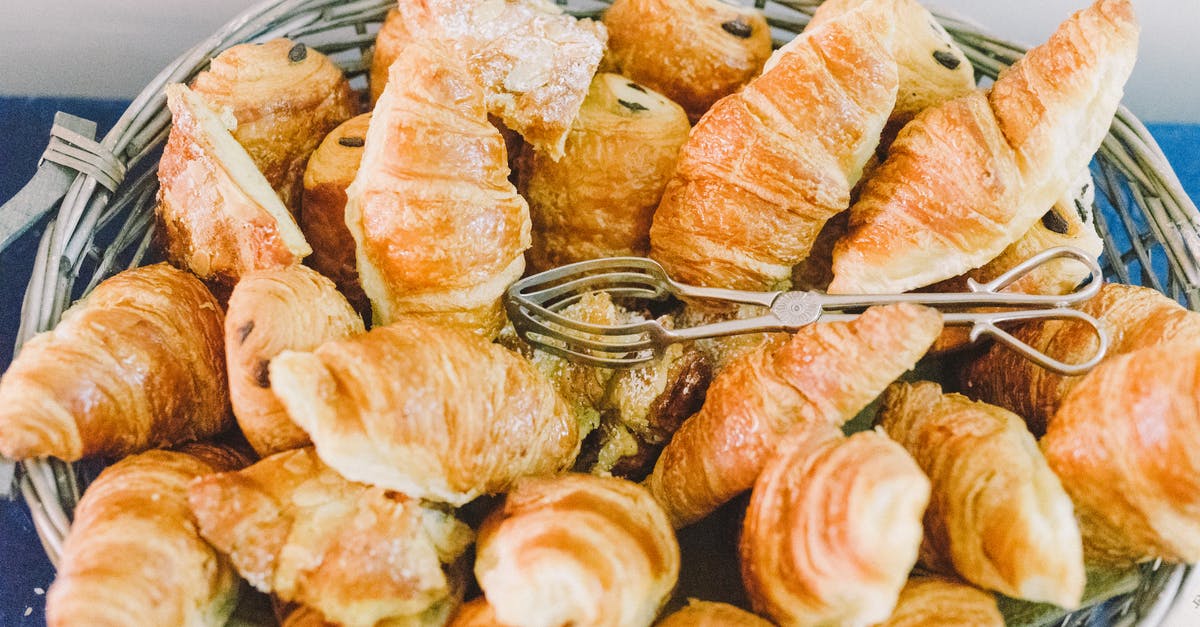 Why my croissant dough are always having butter going out during folding - Bread on Blue Ceramic Plate Why my croissant dough are always having butter going out during folding - Bread on Blue Ceramic Plate
