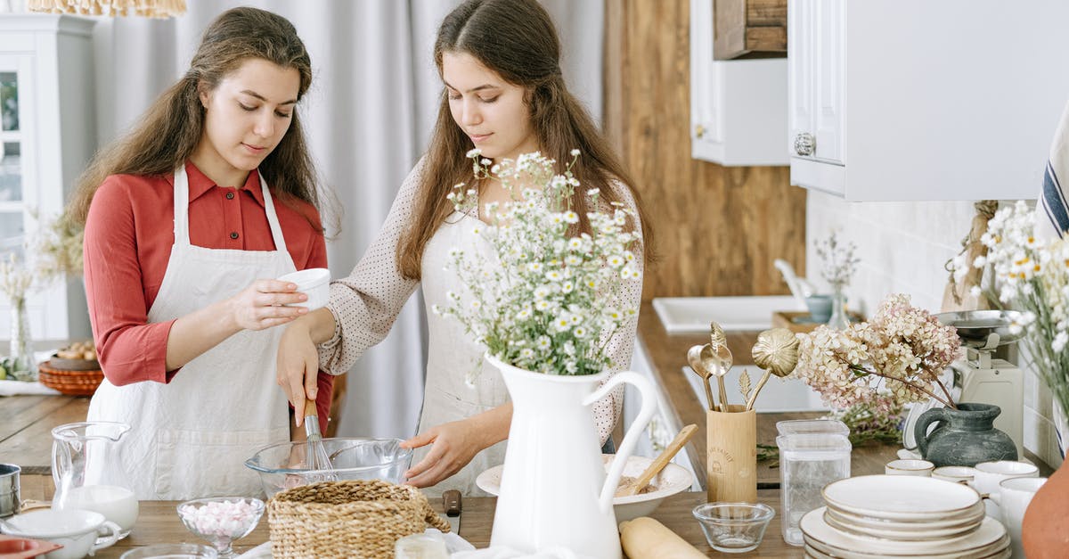 Why pre-mix baking soda into 2 tsp of milk? - Two Women Mixing Ingredients in a Glass Bowl