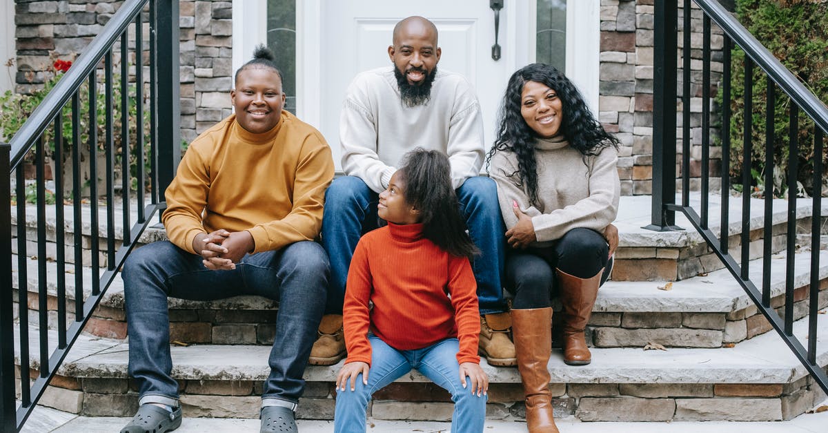 Wine reduction sauce a little too rich - Happy black family sitting on stairs of modern house