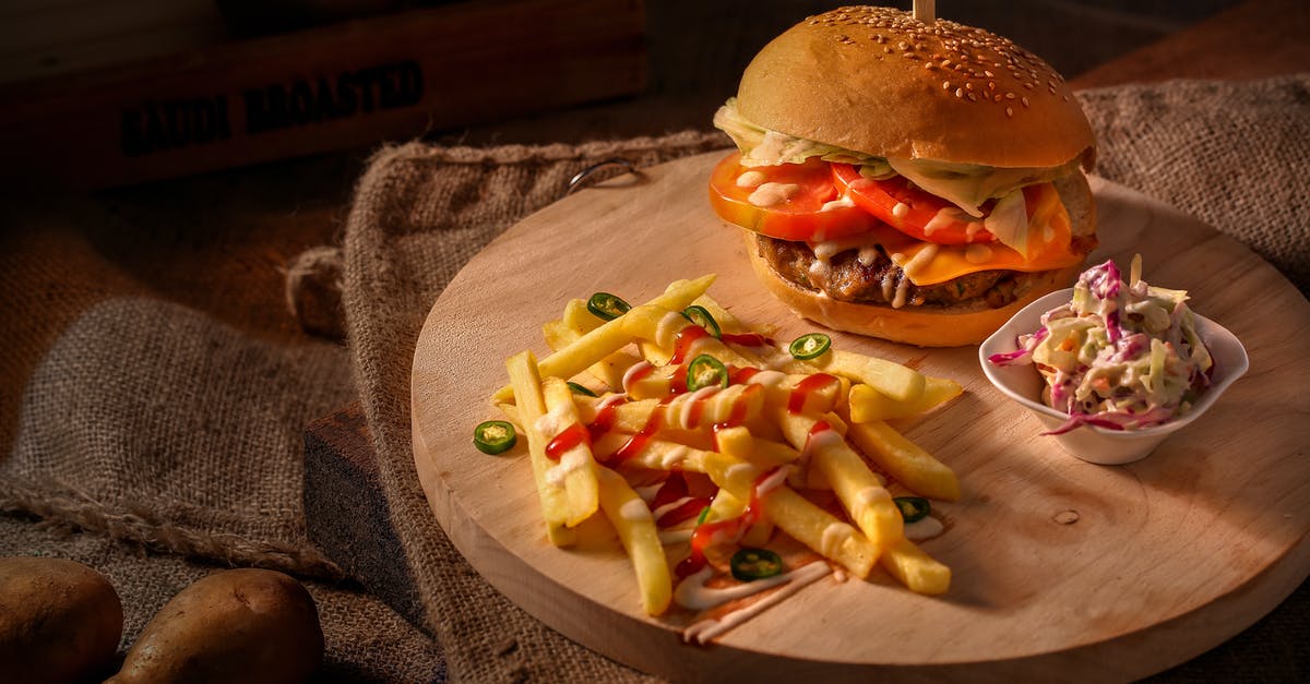 Wooden vs Anti Microbial Cutting Board For Carving Meat - Tomato Burger and Fried Fries