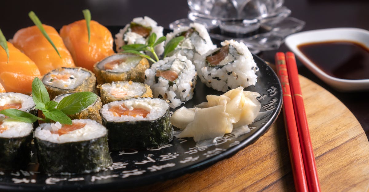 Yorkshire Puddings with Fish in Sauce [closed] - Assorted Sushi Rolls on Plate